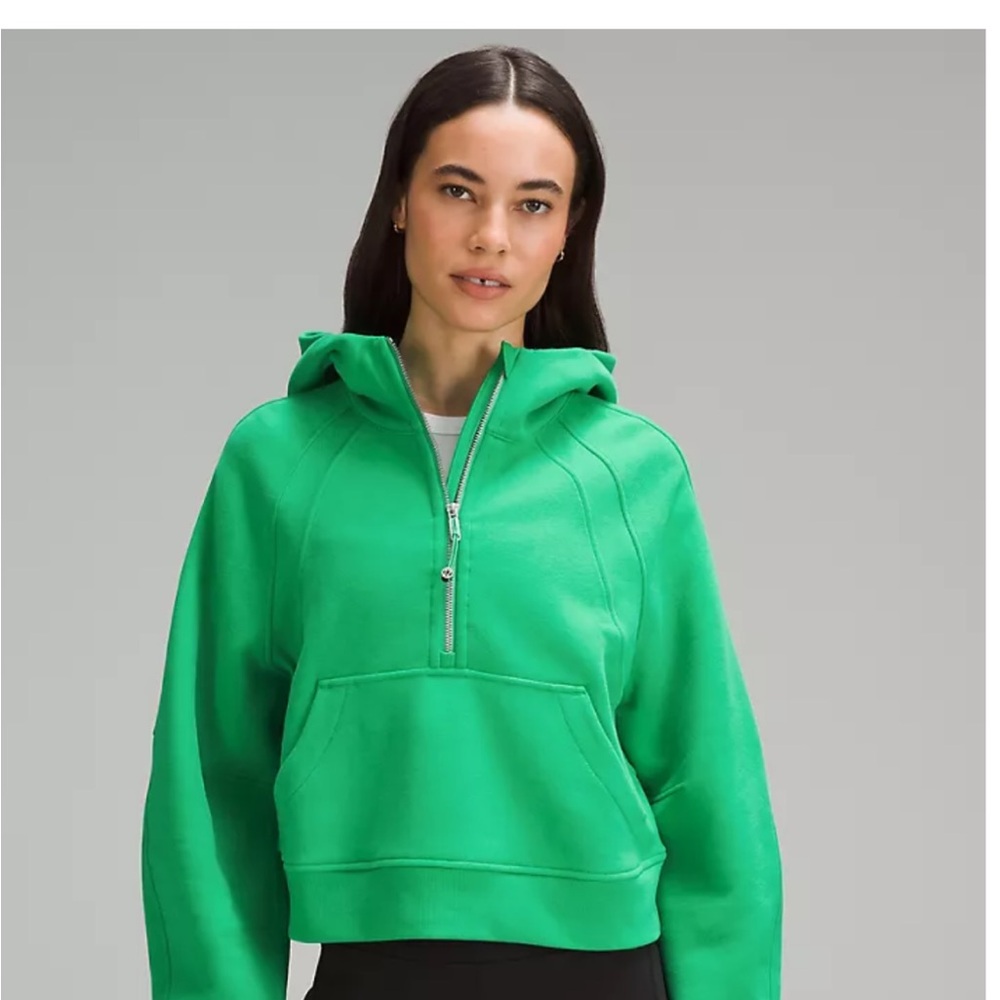 Lululemon Athletica Vibrant Green Punch Scuba Cropped Women's Hoodie
